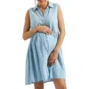 Ripe Maternity Bec Chambray Maternity Dress In Clean Fade