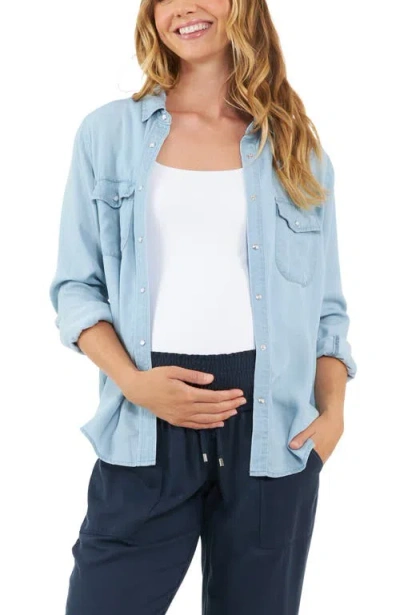 Ripe Maternity Bec Chambray Shirt In Blue