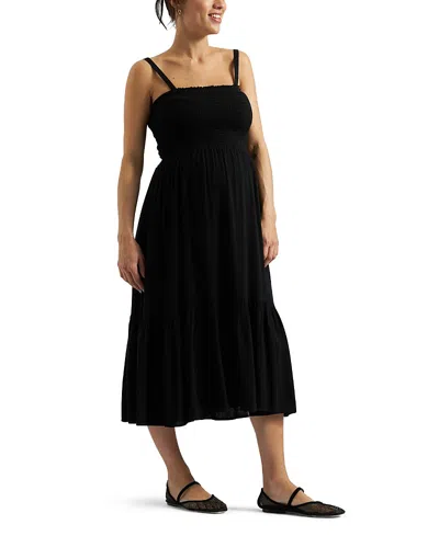 Ripe Maternity Blair Shirred Dress In Black