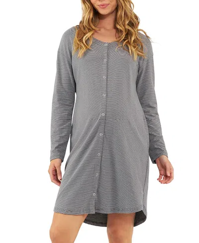 Ripe Maternity Blake Organic Nightie In Gunship / White