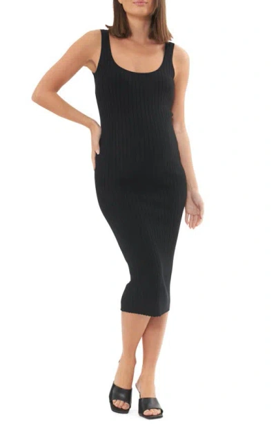 Ripe Maternity Carmen Rib Midi Materinity Dress In Black