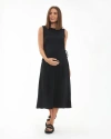 Ripe Maternity Carol Rib A-line Cut Out Dress Black In Black
