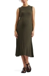 Ripe Maternity Carol Cutout Rib Midi A-line Maternity Dress In Brown