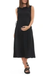 Ripe Maternity Carol Rib A-line Cut Out Dress Black In Black