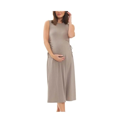 Ripe Maternity Carol Rib A-line Cut Out Dress Taupe