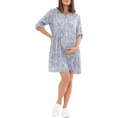 Ripe Maternity Celest Button Through Dress In Blue