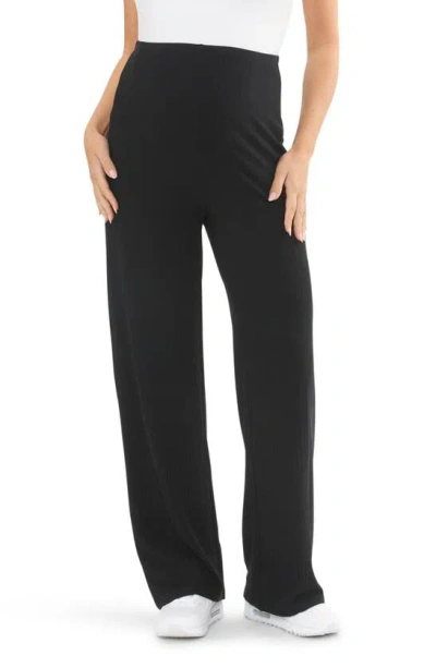 Ripe Maternity Cindy Rib Straight Leg Maternity Pants In Black