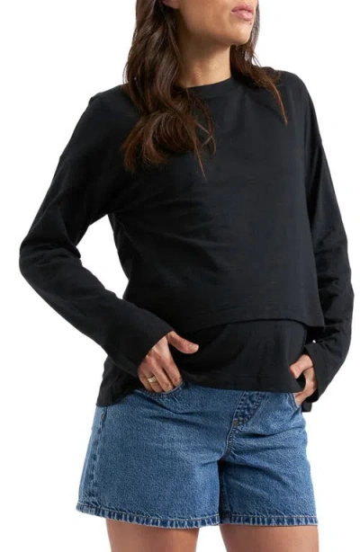 Ripe Maternity Claud Long Slleeve Maternitynursing Top In Black