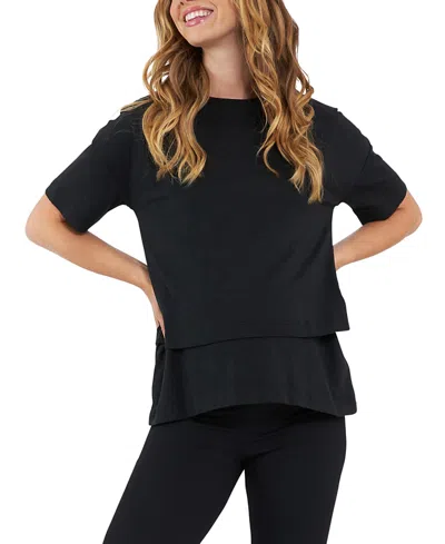 Ripe Maternity Mike Rib Nursing Top In Black