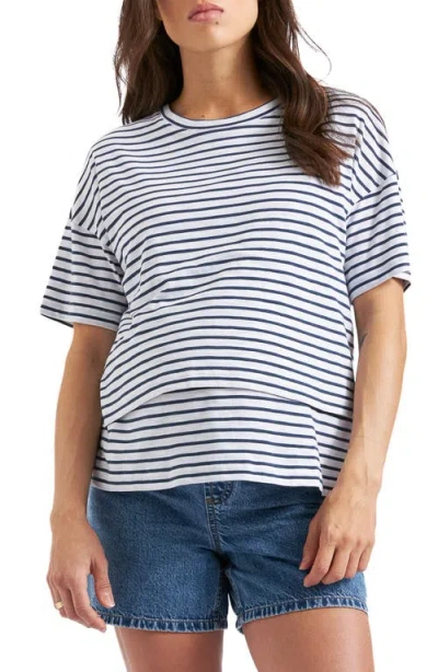 Ripe Maternity Claudette St/nursing T-shirt In White Ink
