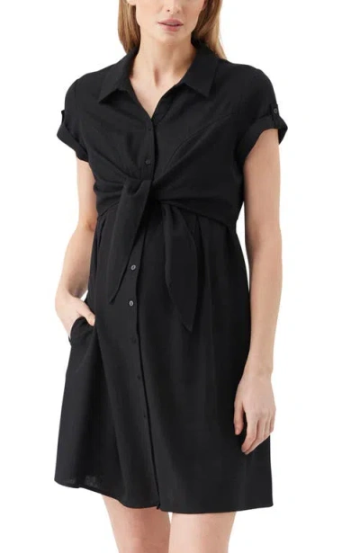 Ripe Maternity Colette Tie Up Linen Dress In Multi