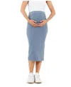 Ripe Maternity Dani Rib Midi Maternity Skirt In Denim Marle