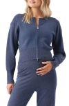 Ripe Maternity Delta Zip Through Knit Sweater In Blue