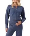 Ripe Maternity Delta Zip Through Knit Sweater In Blue