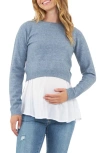Ripe Maternity Sandy Detachable Nursing Knit Sweater In Denim Marle