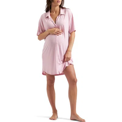 Ripe Maternity Dreamy Maternity/nursing Nightshirt In Dusty Pink