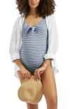 Ripe Maternity Dune Stripe One-piece Maternity Swimsuit In Blue