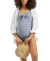 Ripe Maternity Dune Stripe One-piece Maternity Swimsuit In Blue