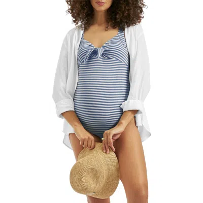 Ripe Maternity Dune Stripe One Piece Maternity Swimsuit In Purple