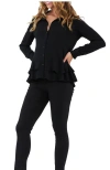 Ripe Maternity Evelyn Peplum Button Up Shirt In Black