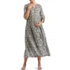 RIPE MATERNITY RIPE MATERNITY EZRA TIERED LONG SLEEVE COTTON MATERNITY/NURSING DRESS
