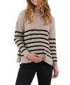 Ripe Maternity Gerrie Stripe Nursing Knit Sweater In Mocha / Black