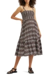 Ripe Maternity Grace Smocked Midi Maternity Sundress In Chocolate White
