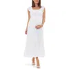 Ripe Maternity Hail Spot Convertible Maxi Maternity Dress In White