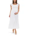 Ripe Maternity Hail Spot Convertible Maxi Maternity Dress In White