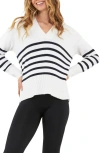 Ripe Maternity Hanna Nursing Stripe Knit Sweater In Multi