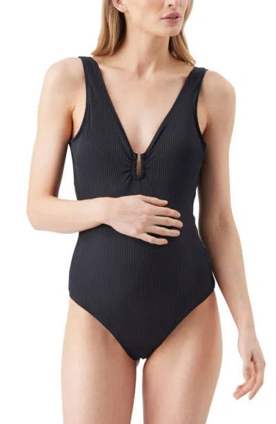 Ripe Maternity Havana Rib One Piece In Black