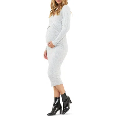 Ripe Maternity Heidi Nursing Knit Dress In Snow Marle