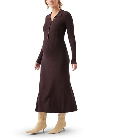 Ripe Maternity Hollie Polo Knit Dress In Brown