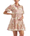 Ripe Maternity Hope Print Linen Blend Maternity Dress In Beige/khaki