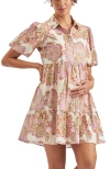 Ripe Maternity Hope Print Linen Blend Maternity Dress In Multi
