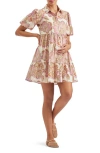 Ripe Maternity Hope Print Linen Blend Maternity Dress In Natural