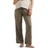 Ripe Maternity Indi Shirred Linen Blend Wide Leg Maternity Pants In Green