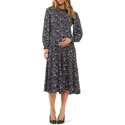 Ripe Maternity Izzie Tiered Maternity Dress In Midnight/mocha
