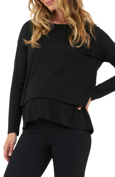 Ripe Maternity Jazmin Long Sleeve Maternity/nursing Top In Black