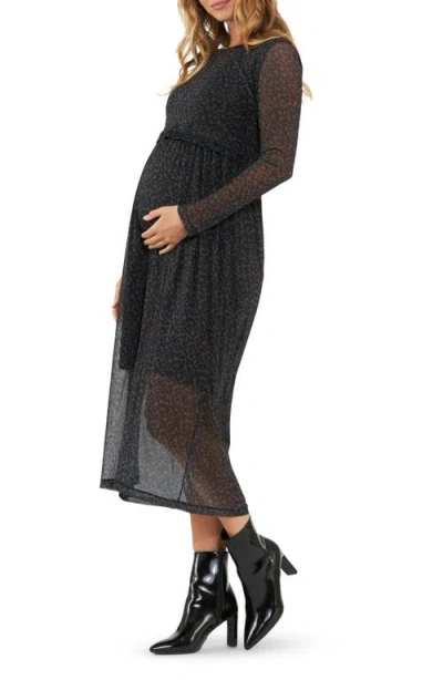 Ripe Maternity Jen Nursing Dress In Brown/black