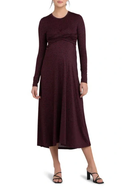 Ripe Maternity Jude Cross Front Long Sleeve Maternity/nursing Dress In Multi
