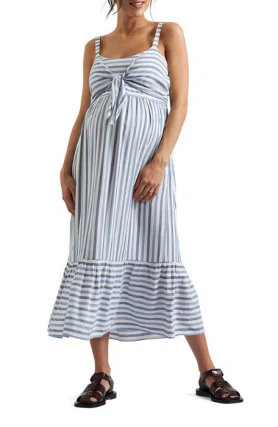Ripe Maternity Lana Tie Front Dress In Blue