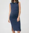 Ripe Maternity Layered Knit Sleeveless Nursing Dress Ink In Blue