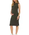Ripe Maternity Layered Knit Nursing Dress In Khaki