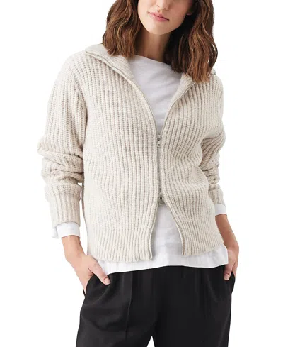 Ripe Maternity Layla Zip Through Knit Sweater In White