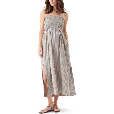 Ripe Maternity Leo Stripe Shirred Dress In Gray