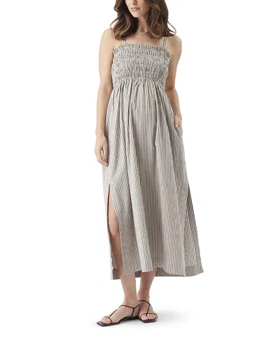Ripe Maternity Leo Stripe Shirred Dress In Gray