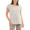 Ripe Maternity Lionel Stripe Nursing/maternity T-shirt In Neutral