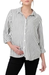 Ripe Maternity Lou St/nursing Button-up Shirt In Gray