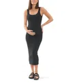 Ripe Maternity Luxe Knit Contour Stretch Jersey Midi Maternity Dress In Black